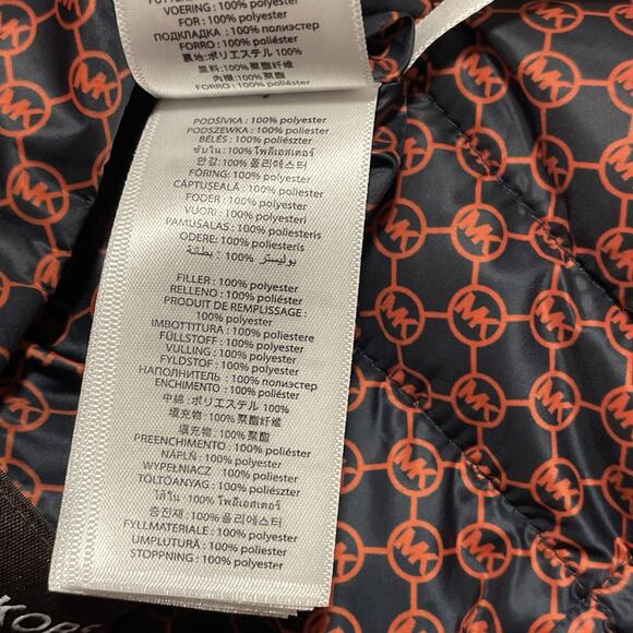 Michael Kors Vest Mens Medium Orange Navy Reversible Puffer Quilted MK Logo - Picture 11 of 16